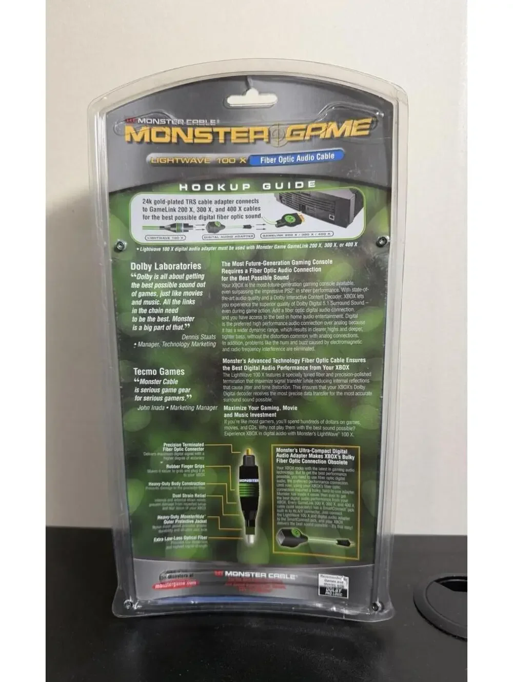 Monster Game Lightwave 100 X Fiber Optic Audio Cable for Original Xbox 10ft New
